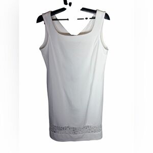 Maya Brooke Elegant White Lace-Trimmed Dress Size 14